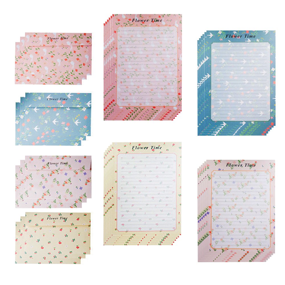 Amazon.co.jp: MinniLove 封筒 便箋 手紙セット 挨拶の手紙 花柄4種類